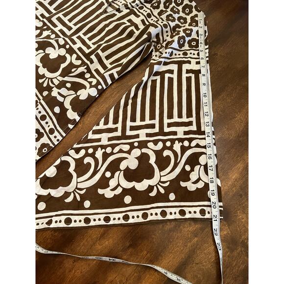 Virginia Witbeck Women’s Brown White Floral Boho Cotton Tunic Blouse Size Small - Picture 10 of 10